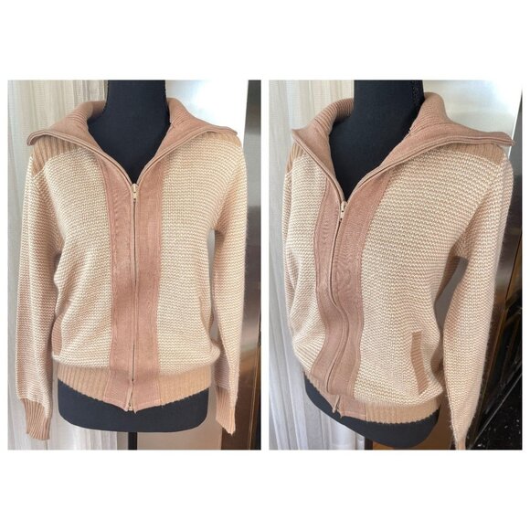 Vintage unisex cardigan, 80s knitted zipped jacket, Sears sweater gender neutral - Picture 2 of 10